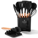 Ljojo 13Pcs Silicone Kitchen Utensils Set with Wooden Handles