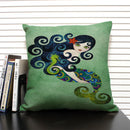 Ljojo Mermaid Linen Cushion Cover for Living Room Sofa Decoration