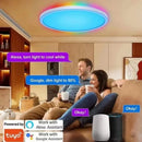 Ljojo 38cm Round Smart Ceiling Light: RGB Ambient, APP Remote Dimming, Voice Control