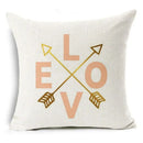 Ljojo Letter Print Pillow Case 45x45 cm Linen Cushion Cover for Home Decor