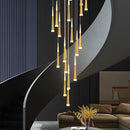 Black Stair Chandelier by Ljojo: Modern Duplex Interior LED Ceiling Light for Living & Dining Rooms