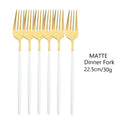 Ljojo Matte Stainless Steel Dinner Fork Set - 6Pcs Gold Silverware Flatware