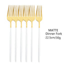 Ljojo Matte Stainless Steel Dinner Fork Set - 6Pcs Gold Silverware Flatware