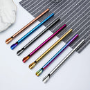 Ljojo 304 Stainless Steel Reusable 5Pcs Bubble Tea Straw Set with Brush and Spoon