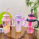 Ljojo 1200ml Sport Water Bottle with Tea Infuser and Straw, Handle - Cute Design