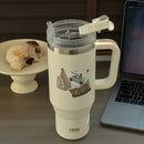 Ljojo 40oz Tumbler Cup Stainless Steel Insulated Coffee Mug with Straw