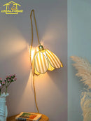 French Medieval Atmosphere Petal Pendant Lights LED E27 Fabric Art Hanging Lamp by Ljojo for Bedroom & Restaurant