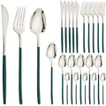 Ljojo 24Pcs Gold Stainless Steel Cutlery Set Dinnerware Flatware Silverware
