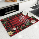 Christmas Dwarf Gift Poinsettia Drying Mat by Ljojo - Non-Slip Absorbent Kitchen Mat