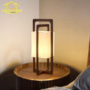 Japanese Wabi-sabi Walnut Wood Zen Table Lamp LED E27 Fabric Lampshade Modern Minimalist Ljojo