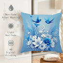 Blue Floral Bird Pillow Covers - Sky Blue Cushion Cases by Ljojo