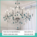 Ljojo Blue Crystal Chandelier Pendant Light - Luxury Glass Bedroom Decor Spiral Fixtures