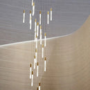 Ljojo Luxurious Gold Pendant Lamp - Modern Strip Chandelier for Dining and Bedroom