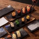 Ljojo 11 inch Ceramic Sushi Plate Saury Barbecue Sashimi Plate Square Tableware