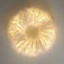 Ljojo Feather Ceiling Lamp with E27 Light Bulb for Bedroom Living Room Decor