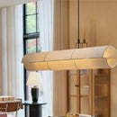 Nordic Wabi-Sabi Round Tube Fabric Led Pendant Lights Chandelier for Dining Room by Ljojo