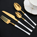 Ljojo 16-Piece Gold Stainless Steel Cutlery Dinnerware Set - Western Tableware Knife Fork Spoon