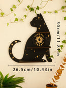 Ljojo™ Black Cat Star Crystal Shelf: Boho Wooden Wall Decor Ledge