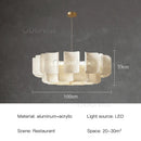 Ljojo White Large Chandelier Minimalist Wabi Sabi Acrylic Lamp for Dining Living Room