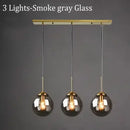 Ljojo Amber Smoke Gray Glass Pendant Lamp LED E27 Hanging Light Dining Room Kitchen Island