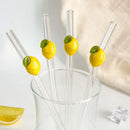 Ljojo Lemon Glass Straws: 5Pcs Reusable Decorative Drinkware for Smoothies & Cocktails