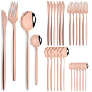 Ljojo 24-Piece Stainless Steel Cutlery Set with Forks, Knives, and Spoons