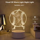 3D Baseball Boy Acrylic Visual Night Light for Bedroom Decor by Ljojo