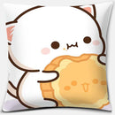 Cute Mocha Mochi Peach Cat Pillowcase for Sofa and Car Decor, Home by Ljojo, 45x45cm