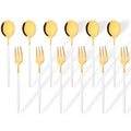 Ljojo 12Pcs Gold Mirror Stainless Steel Fork Spoon Set for Kitchen Dinnerware