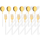 Ljojo 12Pcs Gold Mirror Stainless Steel Fork Spoon Set for Kitchen Dinnerware