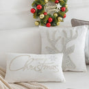 Grey Deer Christmas Tree Embroidered Cushion Cover by Ljojo – Cozy Living Room Decor