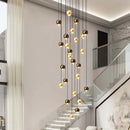 Ljojo LED Crystal Ball Chandelier - Round Gold Staircase Lighting Fixtures