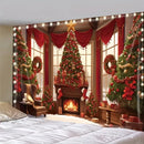Christmas Day Party Background Cloth Tree Wall Tapestry for Home & Outdoor Photography by Ljojo