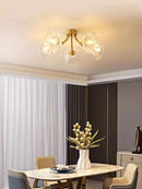 Modern Flower Chandelier Glass Ceiling Light Copper Pendant Lamp for Bedroom Kitchen by Ljojo