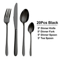Ljojo 32-Piece Black Stainless Steel Cutlery Set, Elegant Dinnerware Kit