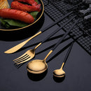 Ljojo 24Pcs Black Stainless Steel Cutlery Set for Elegant Dining