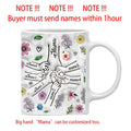Ljojo 3D Effect Kids Names Mug with Flowers for Mother's Day Gifts