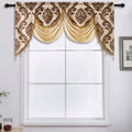 Ljojo Luxury Jacquard Floral Tassel Window Valance for Elegant Home Decor