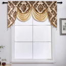 Ljojo Luxury Jacquard Floral Tassel Window Valance for Elegant Home Decor