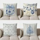 Blue Floral Bow-Patterned Cushion Cover by Ljojo for Sofa, Bedroom, Car