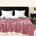 Ljojo Leopard Print Flannel Nap Blanket, Warm for Autumn/Winter