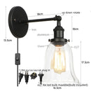Ljojo Loft Rustic Clear Glass LED Wall Light - Industrial Style Iron Wall Lamp