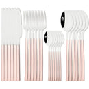 Ljojo 24-Piece Black Stainless Steel Cutlery Set Flatware Tableware Silverware Kit