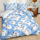 Blue Shark Kids Duvet Cover Set by Ljojo: Lovely Sea Animal Bedding with 2 Pillowcase