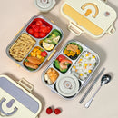 Ljojo 4/5 Grids Stainless Steel Divided Lunch Box Set with Cutlery