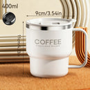 Ljojo Double Wall Stainless Steel Insulated Coffee Cup with Handle