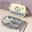 Ljojo 4/5 Grids Stainless Steel Divided Lunch Box Set with Cutlery