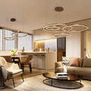 Modern 5 Ring Led Pendant Lights Dimmable - Gold Black Brown Chandelier by Ljojo