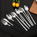 Ljojo 24-Piece Stainless Steel Dinnerware Set White Silver Flatware Tableware Kit