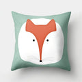 Fox and Bird Polyester Pillowcase by Ljojo: Cartoon Landscape Cushion Cover for Sofa